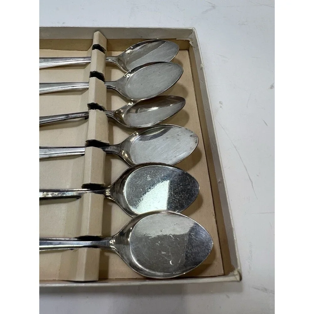 Antique Sheffield England Silverplate Ice Cream Spoons and Tipped Spoons In Box